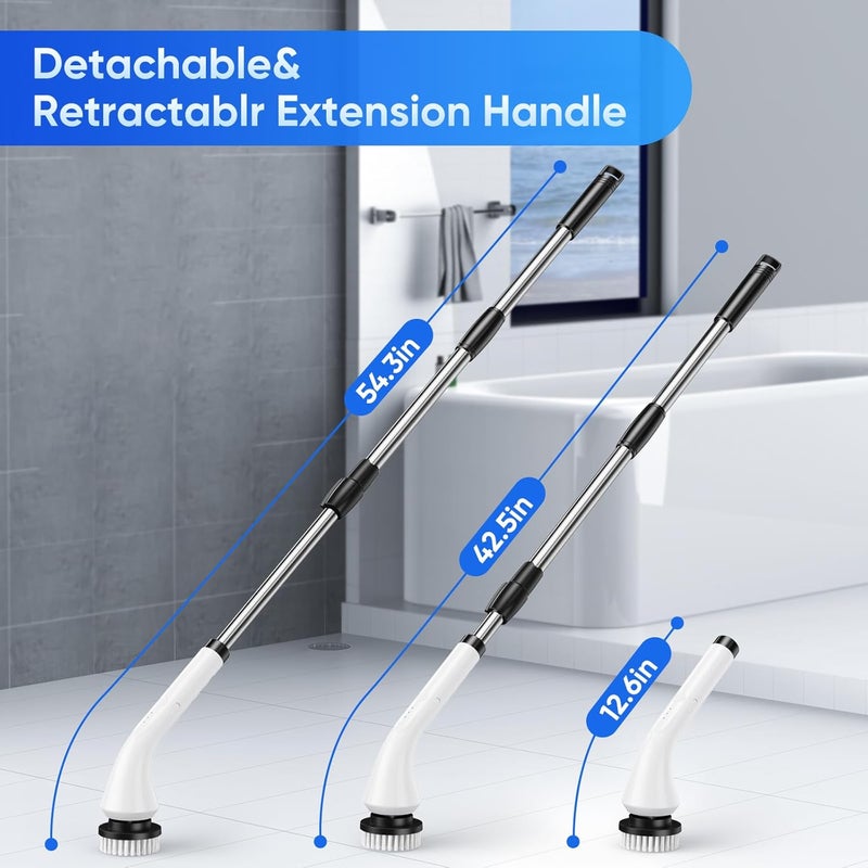 Sumno Electric Spin Scrubber, Cordless Power Electric Cleaning Brush Waterproof with Adjustable Extension Handle for Bathroom Kitchen Floor Grout Tile - Image 3